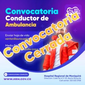 SE REQUIRE CONDUCTOR PARA TRASLADO ASISTENCIAL