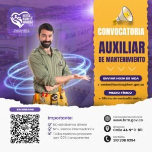 REQUERIMOS AUXILIAR DE MANTENIMIENTO
